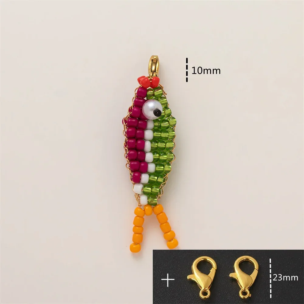sac à dos en forme de poisson en perles fait à la main, pendentif à fermeture éclair, décoration suspendue pour filles, porte-clés d'étudiant, accessoires de bricolage, ornements