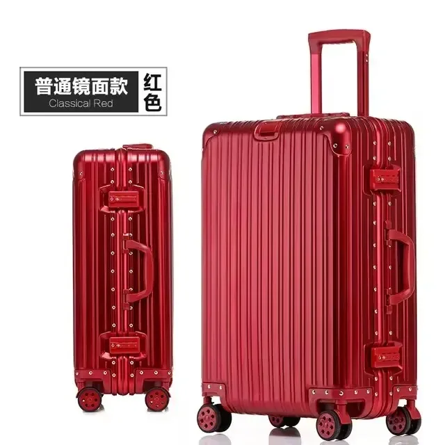 valises en alliage d'aluminium et de magnésium 100%, bagages légers spinner de 20/24/26/29 pouces, serrure tsa, sac de voyage durable
