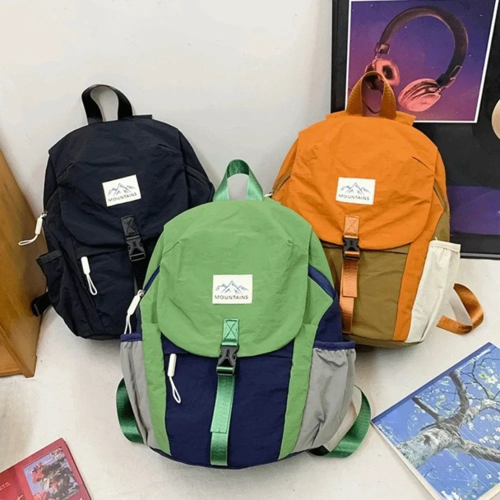 sac à dos léger et élégant pour enfants, séchage rapide, couleur contrastée, sac à rabat tendance, sac d'école imperméable en nylon pour l'école, les activités de plein air et la randonnée
