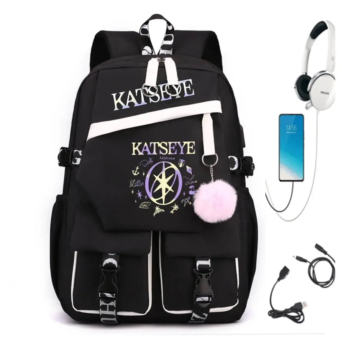 Nouveau sac à dos Katseye pour filles, sac à dos de loisirs pour étudiantes, sac à dos de voyage tendance coréen Ulzzang, sac à dos pour ordinateur portable pour femmes