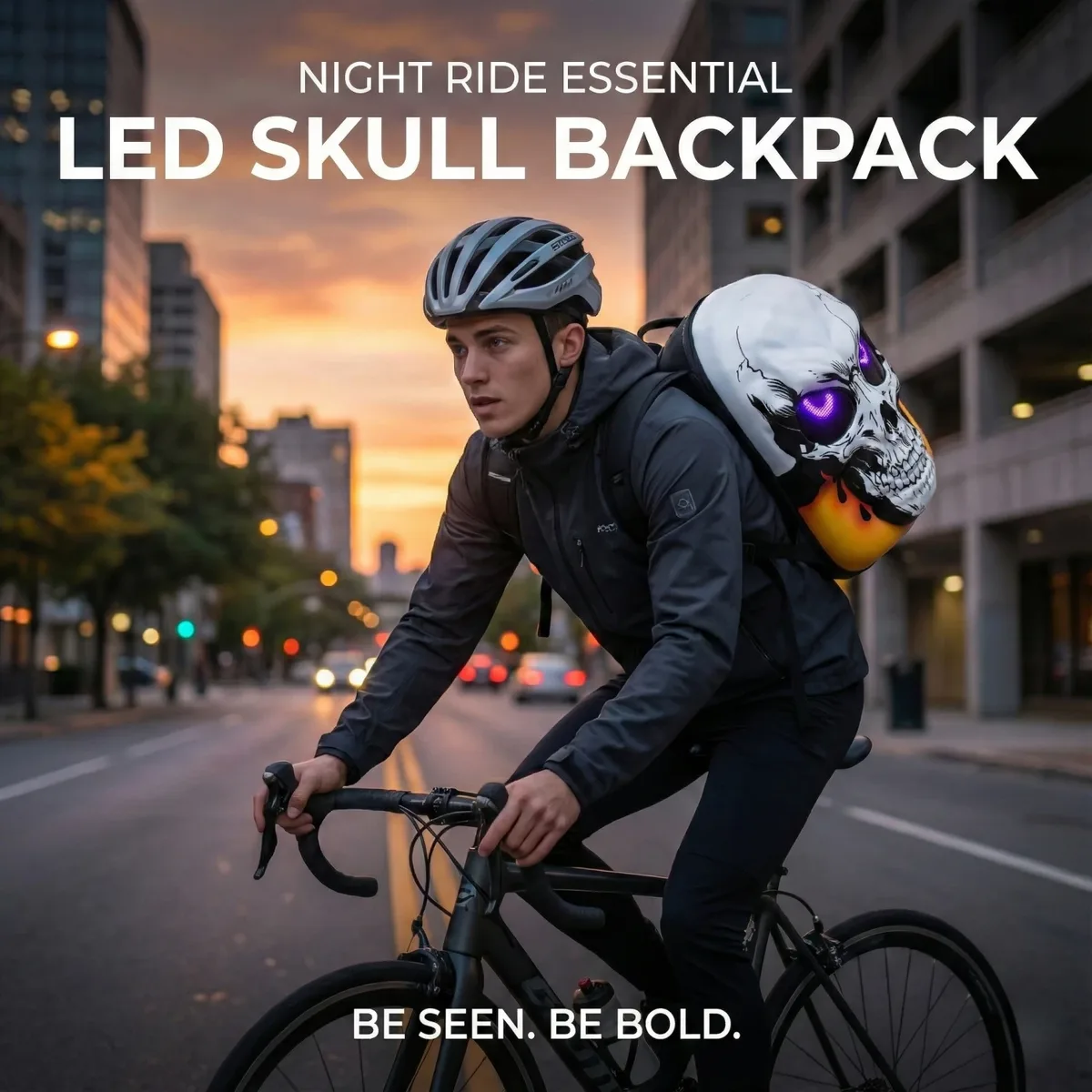 sac à dos de moto à coque rigide avec crâne led 3d, avec yeux programmables, contrôle par application, sac à dos de chevalier étanche pour voyage et équitation