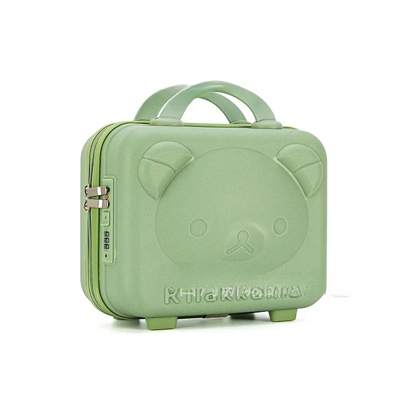 trousse de maquillage tête d'ours, boîte à mot de passe pp, valise de 14 pouces, bagage de dessin animé, cadeau de compagnon de mariage, rangement portable, étui de voyage