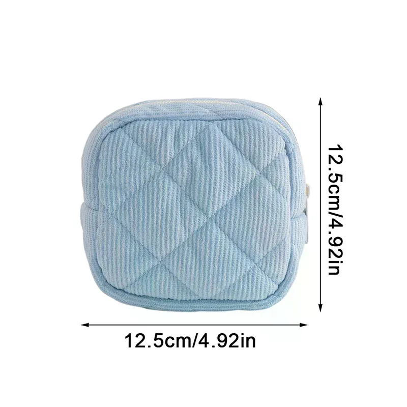 petite trousse de maquillage en velours côtelé, mini pochette à cosmétiques, sac essentiel avec fermeture éclair en métal pour sac à main, voyage et cadeaux
