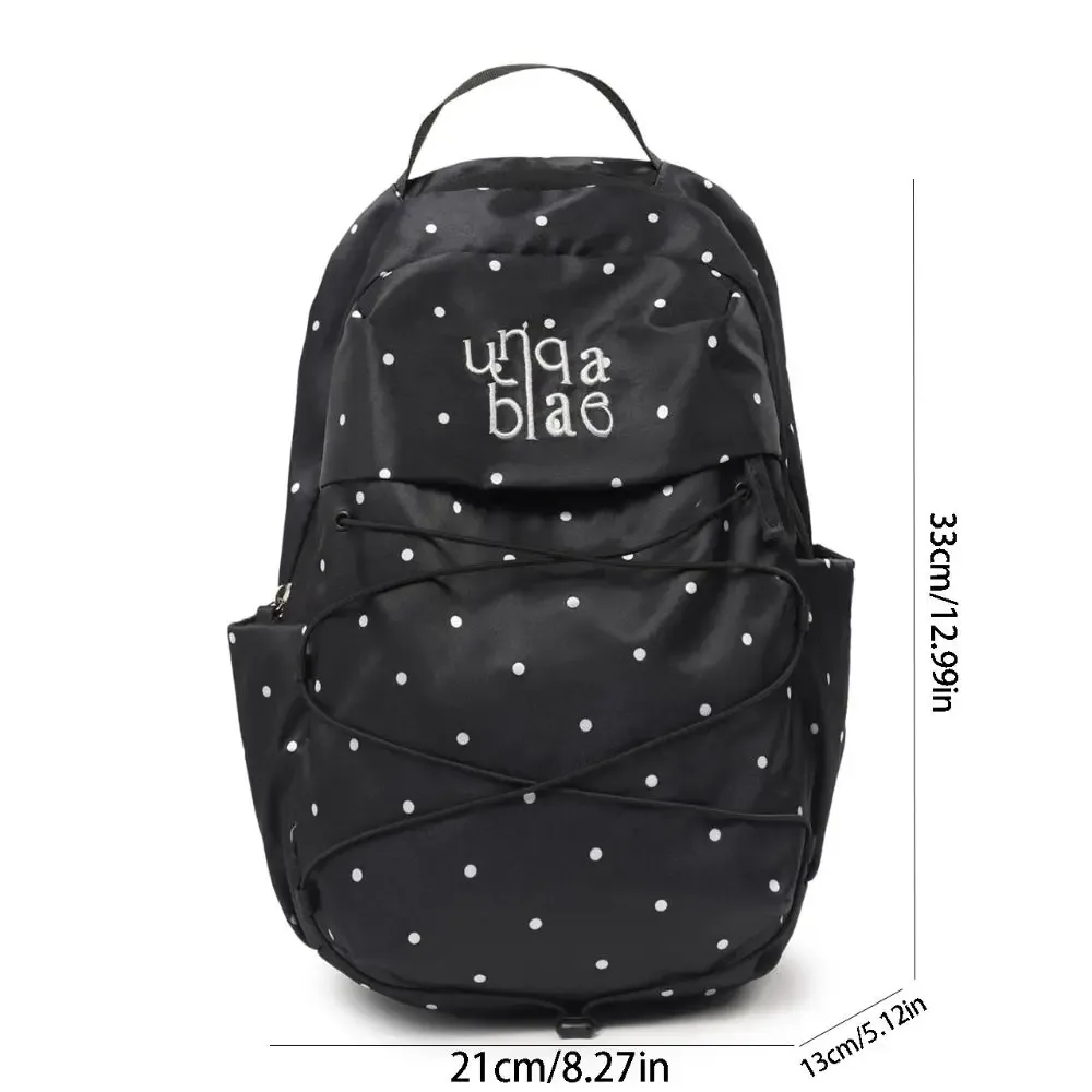 sac à dos mignon à pois style y2k millennial en nylon avec cordon de serrage, durable, léger, pour étudiants et trajets quotidiens