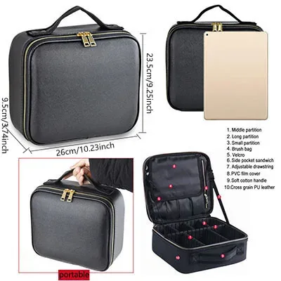 sac à cosmétiques professionnel pour femmes, trousse de maquillage de voyage en cuir, outil de beauté de grande capacité, brosse de maquillage, boîte de maquillage d'artiste