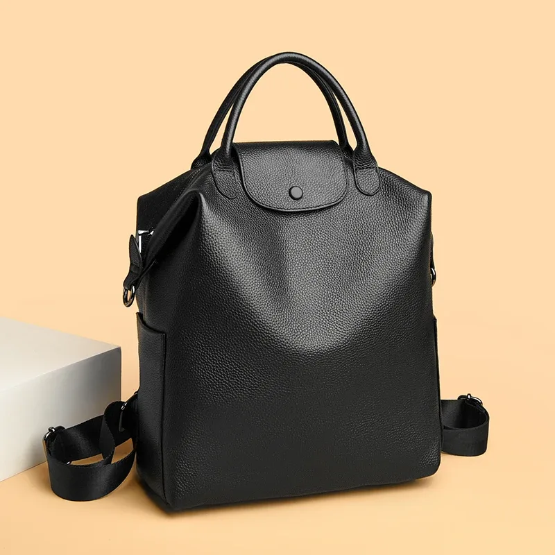 Sac à dos pour femmes en cuir de vache véritable à 100%, grande capacité, sac à dos d'école, sac de voyage décontracté pour femmes, sacs à dos pour filles