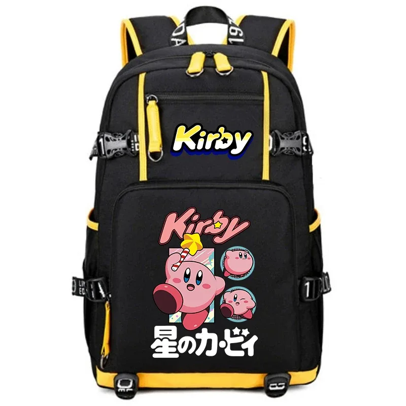 sac à dos d'étudiant imprimé dessin animé kirby, sac d'école de voyage de grande capacité pour enfants et adolescents