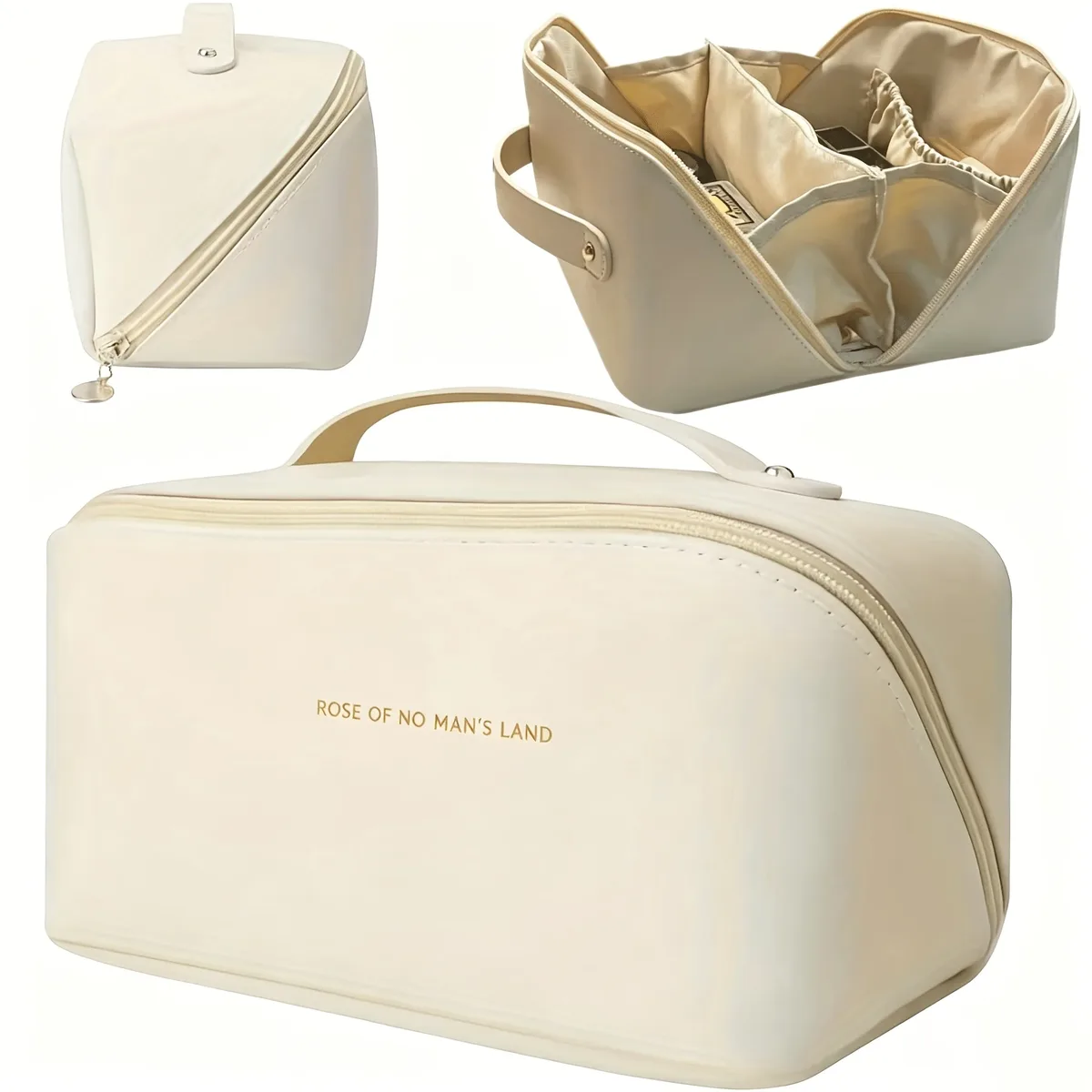 Sac de voyage extensible de grande capacité conforme aux normes TSA - Trousse de maquillage et de toilette avec compartiments zippés, aspect rose, adapté aux femmes, à la salle de sport, aux voyages d'affaires et aux vacances, design extensible, avec poignée robuste, motif texturé dentelé