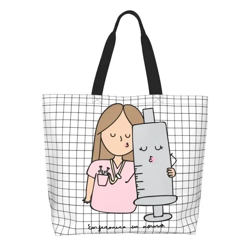 dessin animé médecin infirmière enfermera en apuros sacs d'épicerie grande capacité esthétique merch pour femme rue sac à bandoulière