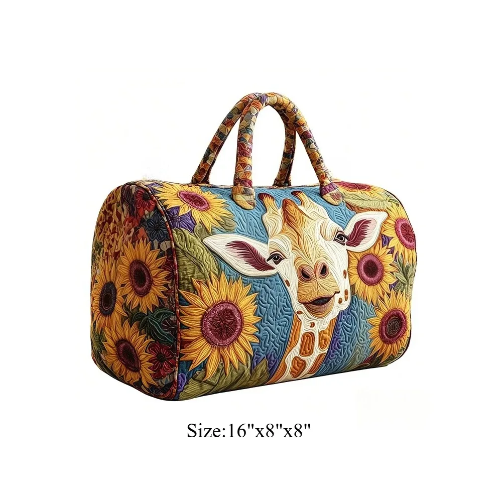 sac de voyage matelassé, sac de week-end, imprimé girafe 3d, bagage à motif animal africain, sac à main pour les vacances, la plage, le camping