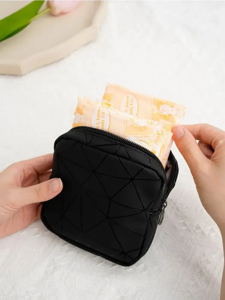 sac d'organisation étanche en cuir pu, sac à bijoux, sac mensuel portable, sac de rangement de serviettes hygiéniques d'extérieur pour femmes