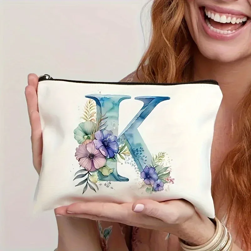 trousse de maquillage pour femme a-z lettre motif créatif sacs de maquillage sac de rangement sacs à fermeture éclair pochette de maquillage