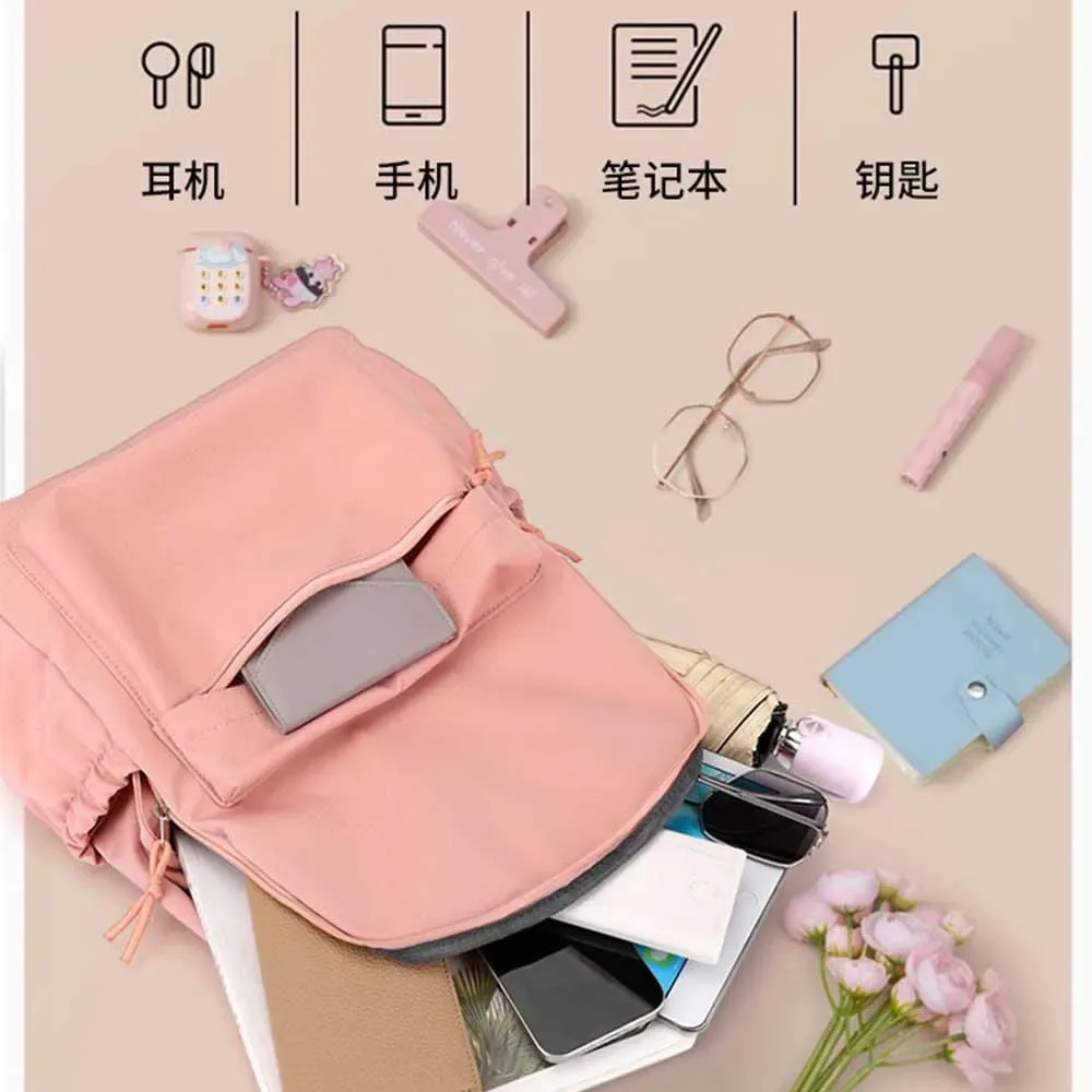 sac à dos personnalisé pour collégiens de grande capacité, nouveau style universitaire, sac à dos personnalisé de couleur unie + trousse à crayons + sac à déjeuner