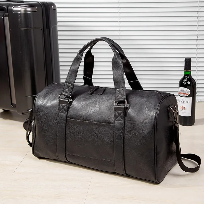 sac de voyage en cuir pour homme avec compartiment à chaussures, durable, grande capacité, sac de voyage pour week-end, pour avion, salle de sport