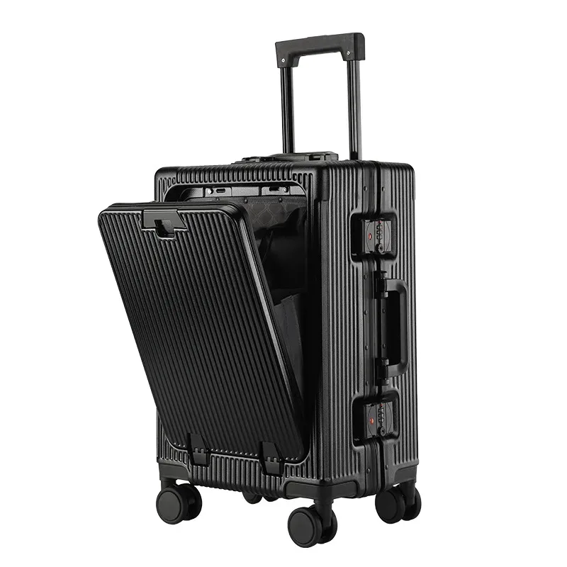 20/24 pouces le nouveau bagage multifonctionnel cadre en aluminium boîtier de chariot avec porte-gobelet usb grande capacité boîte d'embarquement valise