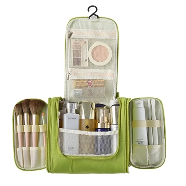 trousse de toilette de voyage suspendue imprimée fleurs multicolores, imperméable avec crochet et multiples compartiments pour cosmétiques et soins de la peau