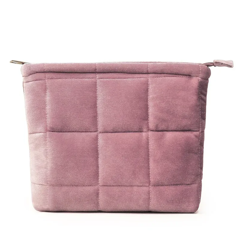 1 pièce trousse de maquillage matelassée en velours, grande capacité, pochette de toilette de voyage, organiseur de cosmétiques portable pour femmes