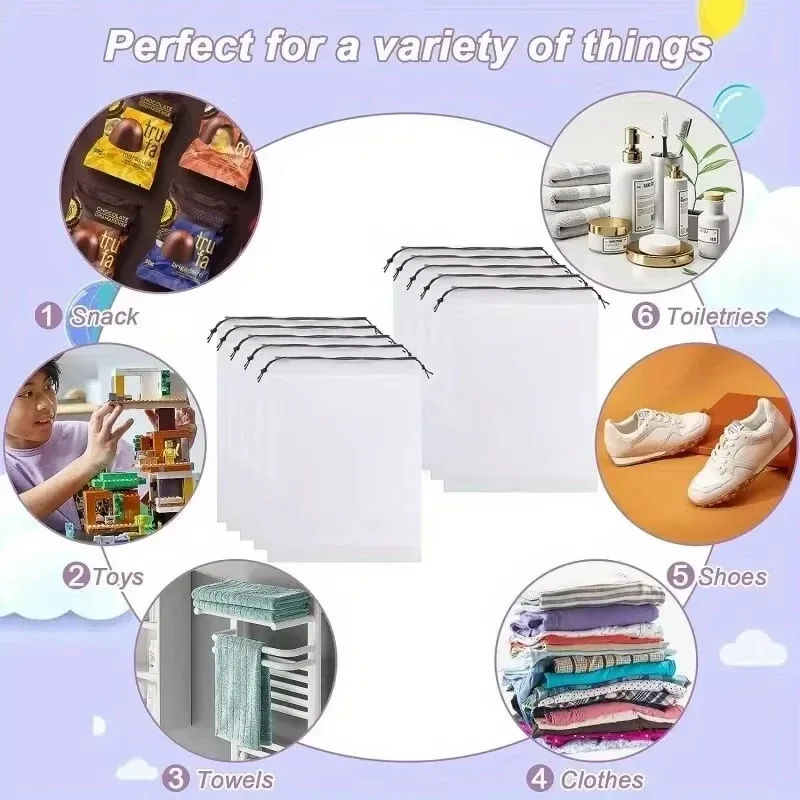 sacs de rangement pour chaussures avec cordon de serrage, sacs de voyage imperméables pour cosmétiques, sacs de rangement pour serviettes, sacs en plastique transparents portables, 5/10 pièces
