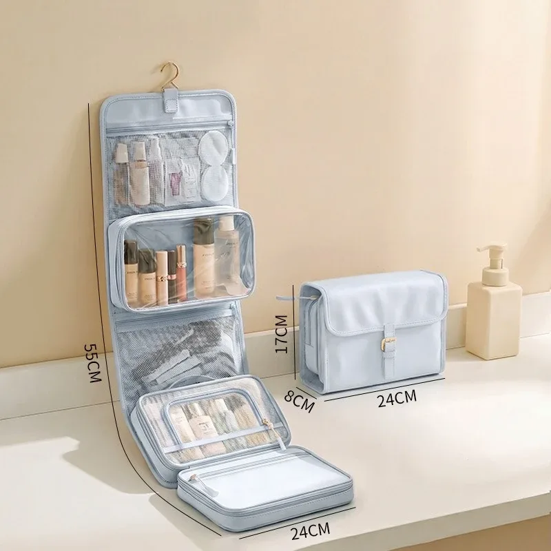 trousse de toilette de voyage suspendable, multifonctionnelle, portable, grande capacité, organisateur de voyage minimaliste, trousse de toilette, trousse à cosmétiques