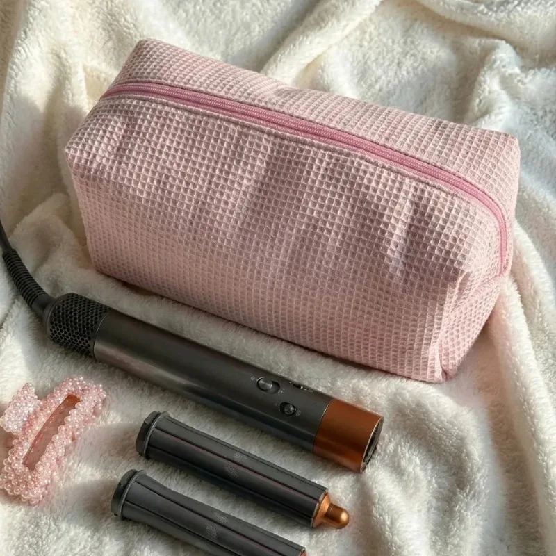 grande trousse de maquillage en coton grande capacité, organiseur portable pour outils de coiffure avec fermeture éclair, sacs cosmétiques multifonctionnels coréens