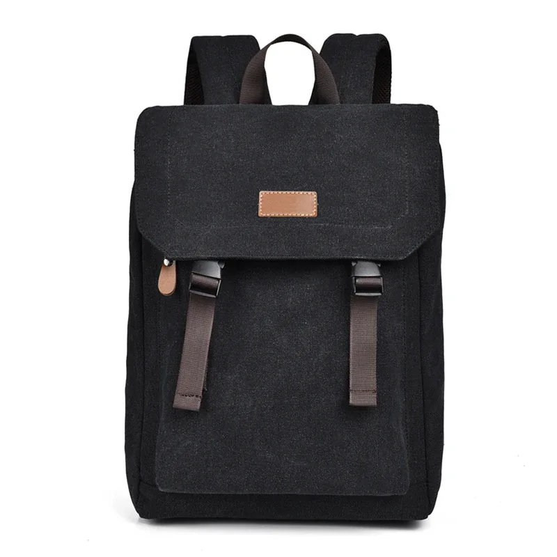 sac à dos en toile pour hommes, sac de grande capacité de style rétro avec sangles à boucle