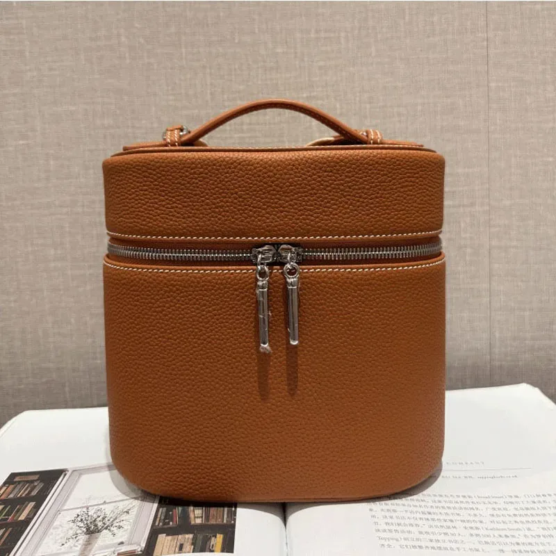 sac de maquillage multifonctionnel en cuir de vachette de première qualité, sac messager à bandoulière, version haut de gamme, sac de voyage, cuir véritable, à porter à la main.