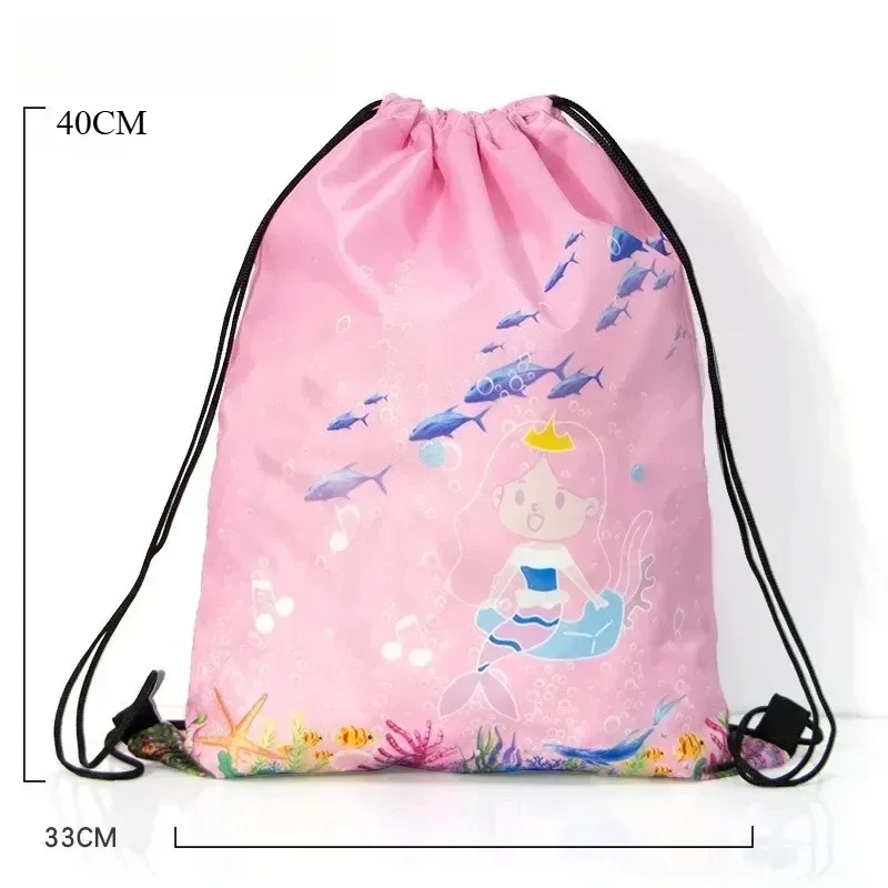 sac à dos à cordon de serrage avec imprimé espace et dessin animé, sac de sport de grande capacité, sac de rangement de voyage imperméable