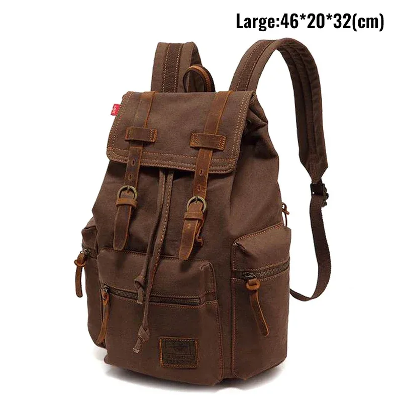 sac à dos rétro en toile pour homme, adapté pour ordinateur portable 14 pouces, vintage, résistant à l'usure, café, livraison au goutte-à-goutte, 36-55l