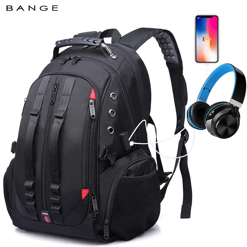 BANGE Big 40L sacs à dos pour hommes Oxford sac à dos étanche sac d'ordinateur d'affaires sac à dos de voyage sac d'école étudiant avec Port USB