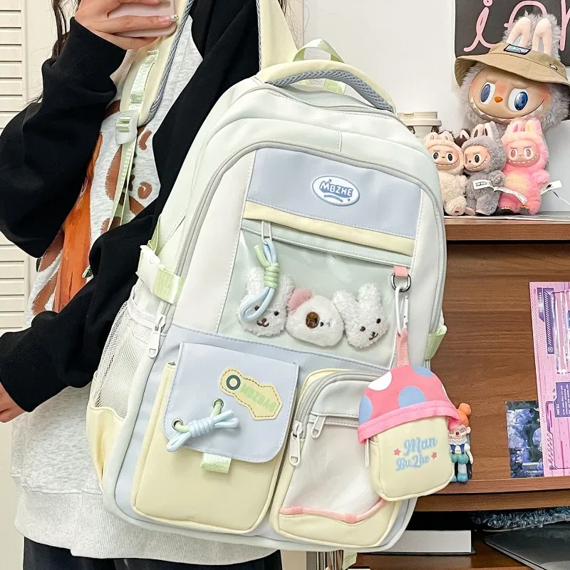 sacs à dos itabag coréens tendance, esthétiques, kawaii, transparents, pour filles, design colorblock, adaptés aux animés, grande capacité, nouveaux
