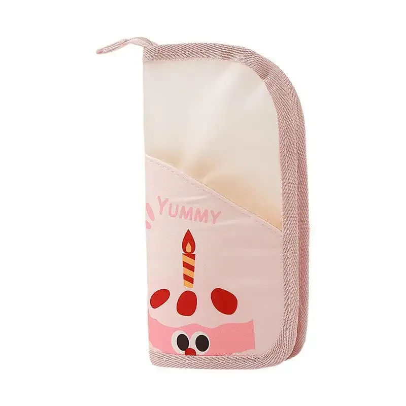 sac à pinceaux de maquillage imprimé de dessins animés, grande capacité, poche intérieure en maille pour le rangement des cosmétiques, organisateur d'outils de beauté