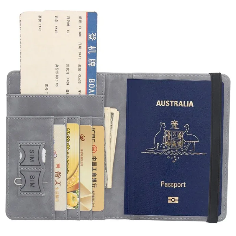 couverture de passeport australienne pour hommes et femmes, portefeuille de voyage rfid, étui pour cartes, organisateur de documents