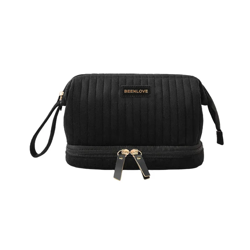 sac de rangement de maquillage portable, grande capacité, trousse à cosmétiques multi-compartiments pour pinceaux, cosmétiques, rangement de voyage