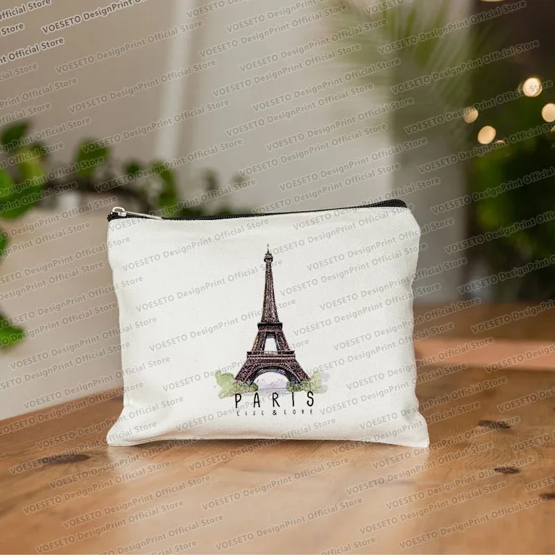 sac de maquillage imprimé tour eiffel de paris, trousse de toilette de voyage, organiseur de cosmétiques, pochette en toile pour femme, fermeture éclair, sacs à cosmétiques, meilleur cadeau