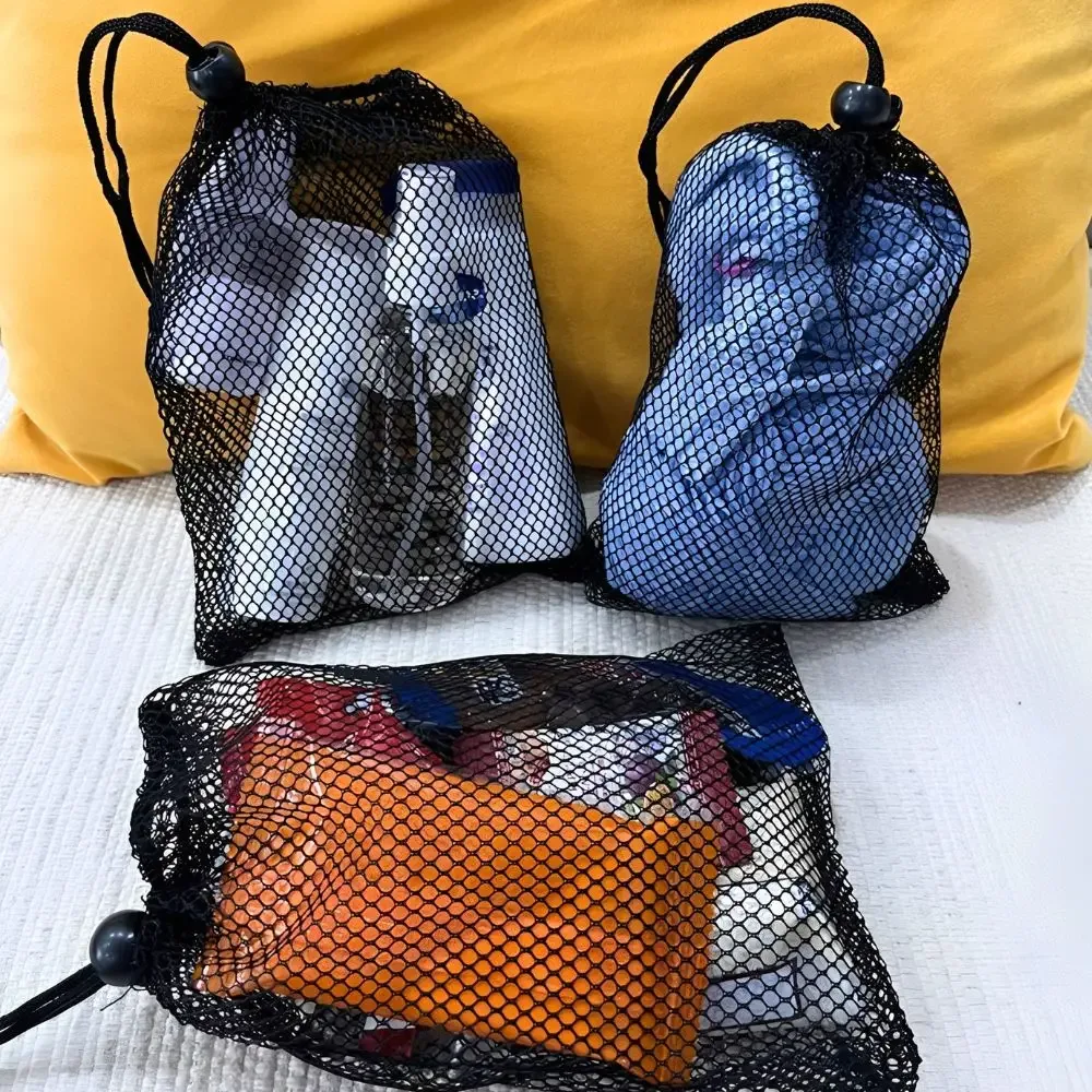 pochette de rangement respirante en maille noire avec cordon de serrage, 6 pièces, pour le golf, la natation, la lessive, le tri des petits objets artisanaux, ymy