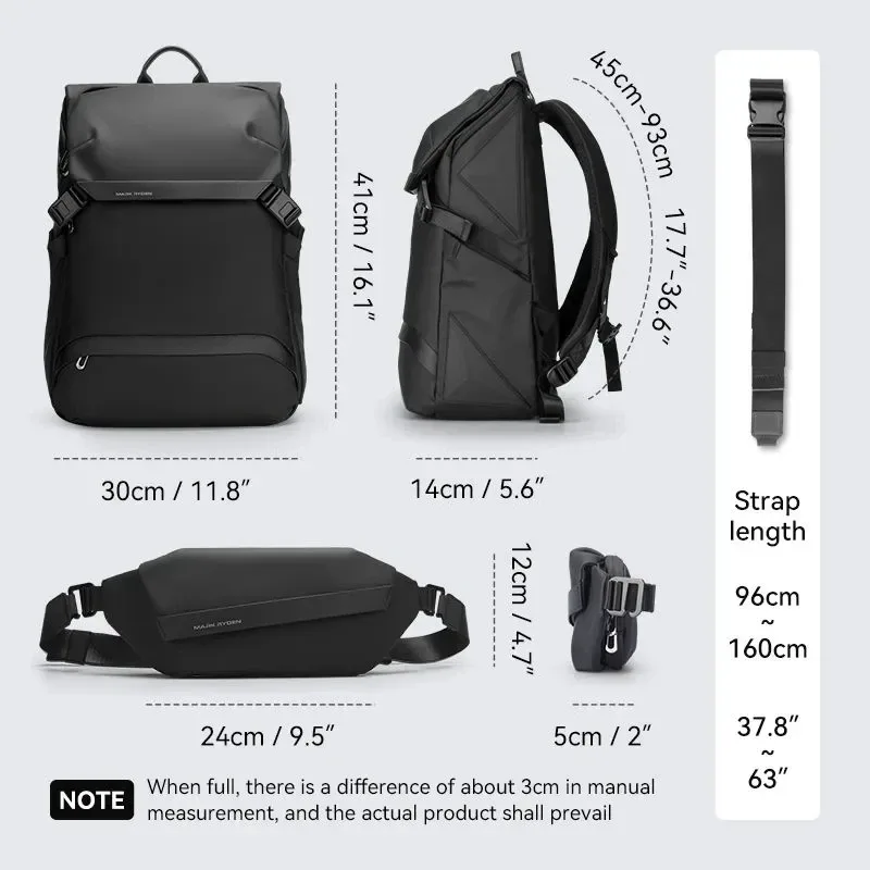 sac à dos de voyage d'affaires pour homme mark ryden, sac à lettres détachable, sac à double bandoulière, grande capacité, sac pour ordinateur 15,6 pouces