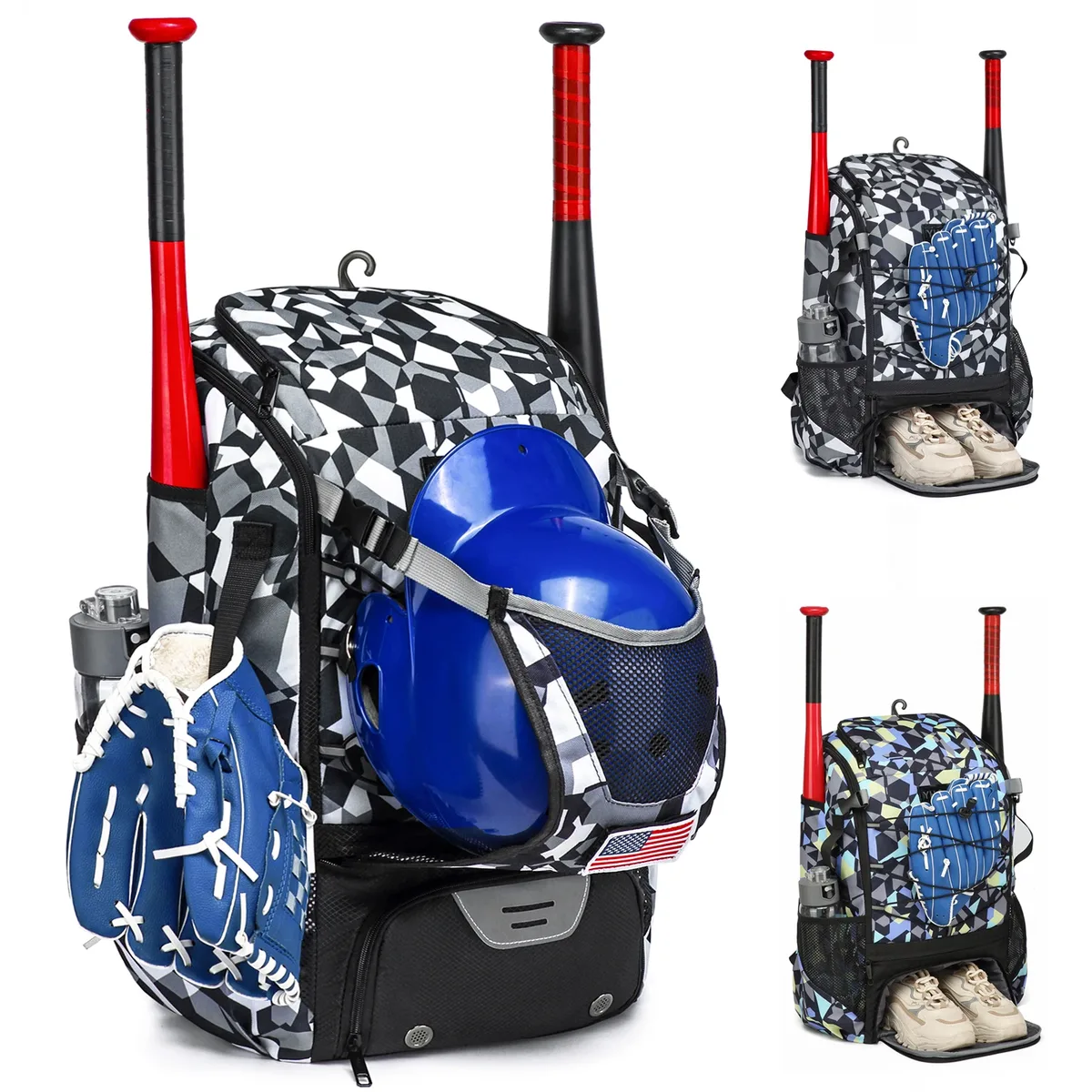 sac à dos d'équipement de softball pour les jeunes, sac de baseball avec compartiment à chaussures, grande capacité, sport