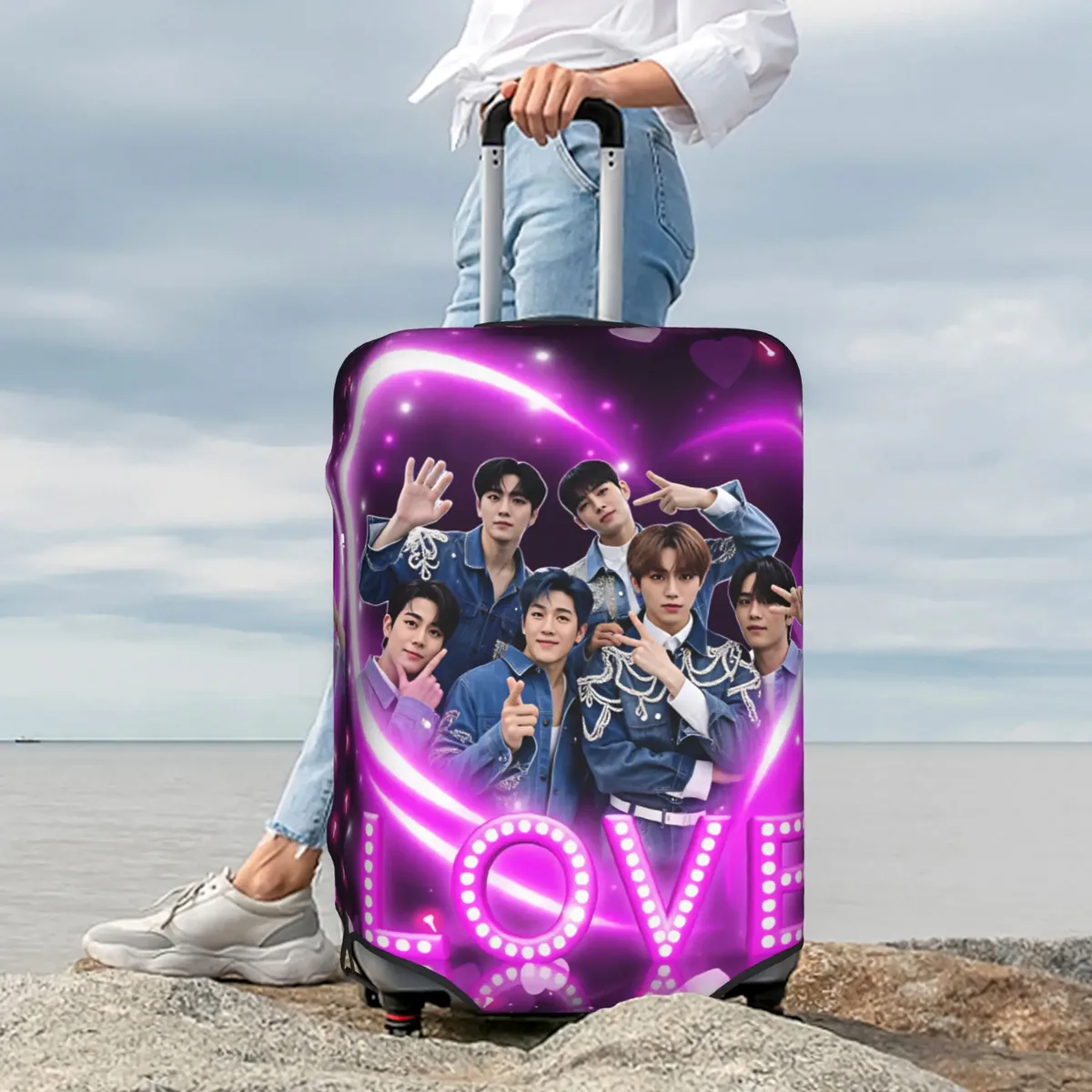 housse de protection amusante pour valise a-astros mj jinjin cha eun woo, lavable, yoon san ha rocky, housses de valise de voyage