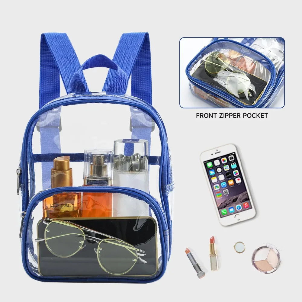 Mini sac à dos transparent en PVC, sac de rangement étanche, pochette de toilette de voyage décontractée, organisateur de papeterie portable pour étudiants