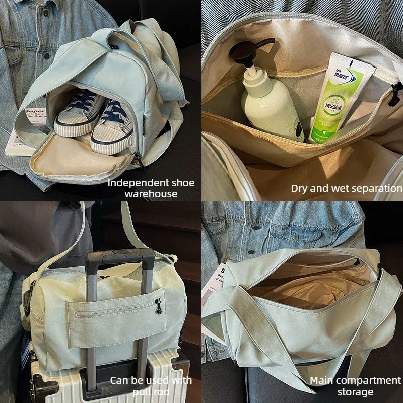 sac de sport pour femmes, sac de natation à séparation humide/sèche, sac de voyage grande capacité pour courtes distances avec compartiment à chaussures