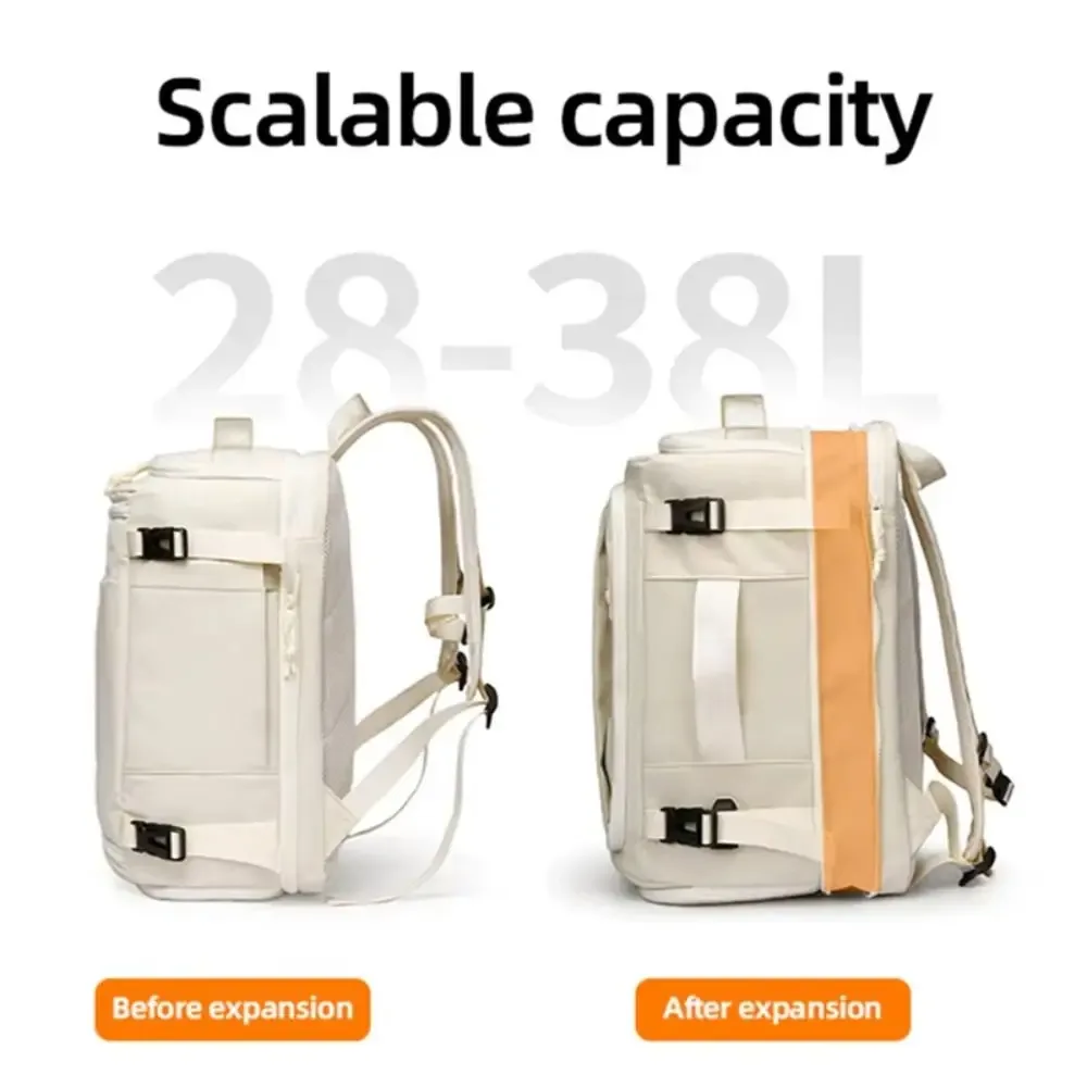 sac à dos de bagage léger de style boîte, sac à dos de voyage unisexe de grande capacité avec sac à chaussures, sac à dos de cabine anti-rayures pour collège