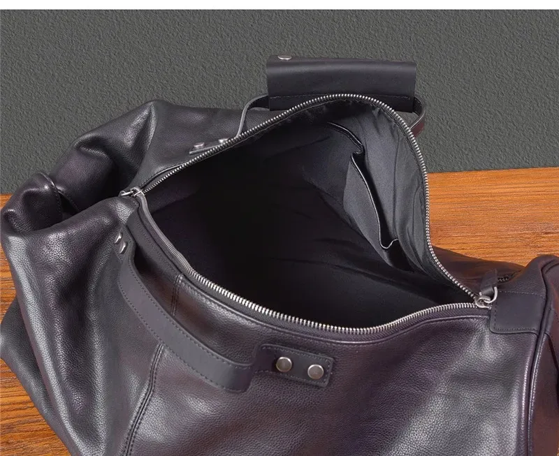 sac à bandoulière en cuir de vachette pour hommes, sac de voyage en plein air, noir, multifonctionnel, designer décontracté, grande capacité