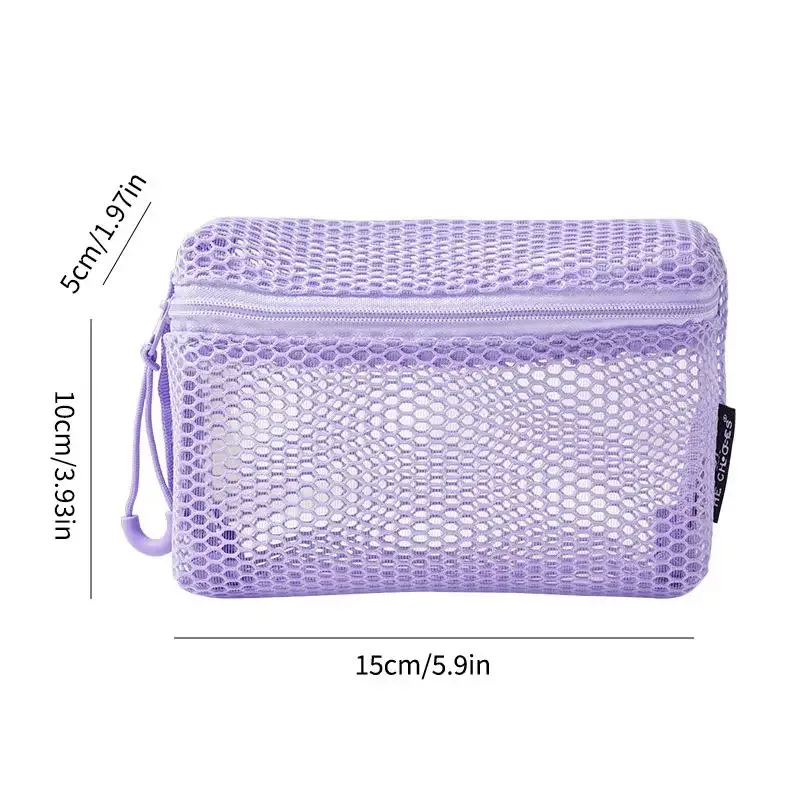 (summer4) trousse de toilette de voyage en maille - organisateur de voyage transparent avec fermeture éclair, trousse de maquillage réutilisable pour femmes et hommes