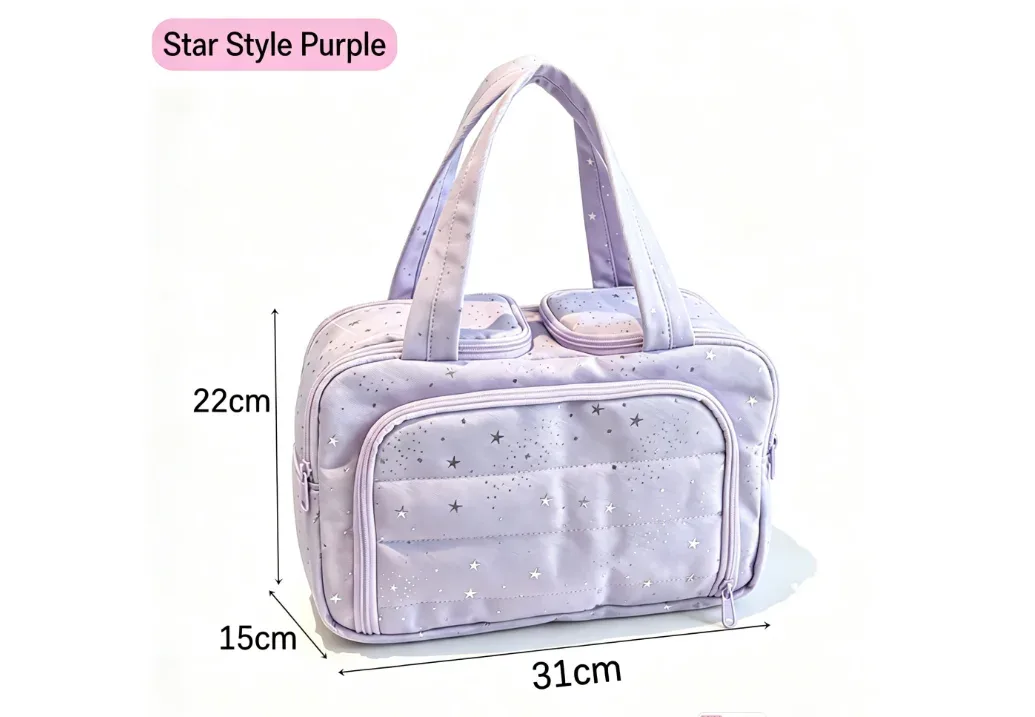 trousse de maquillage portable légère et élégante, grande capacité, compartimentée, double ouverture, pochette de voyage pour articles de toilette