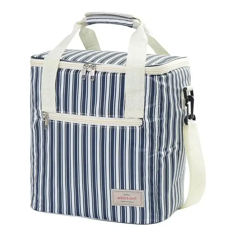 sac à bandoulière épais pour maman, sacs à main de stockage de lait maternel, sac de boîte à déjeuner isolé rayé de grande capacité