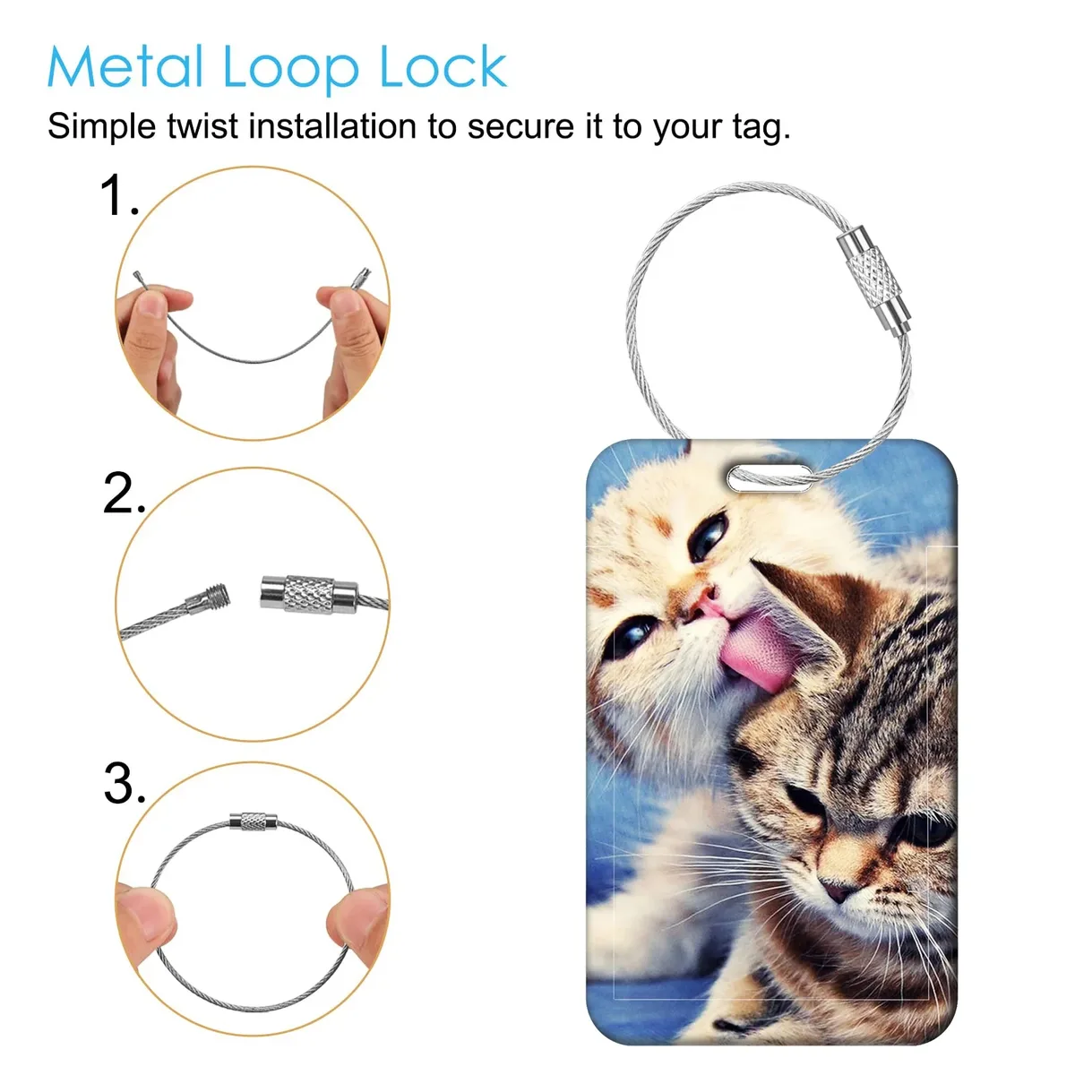 étiquettes de bagage chat mignon, porte-adresses et noms pour valises, étiquettes de bagage chaton, accessoires de voyage pour valises