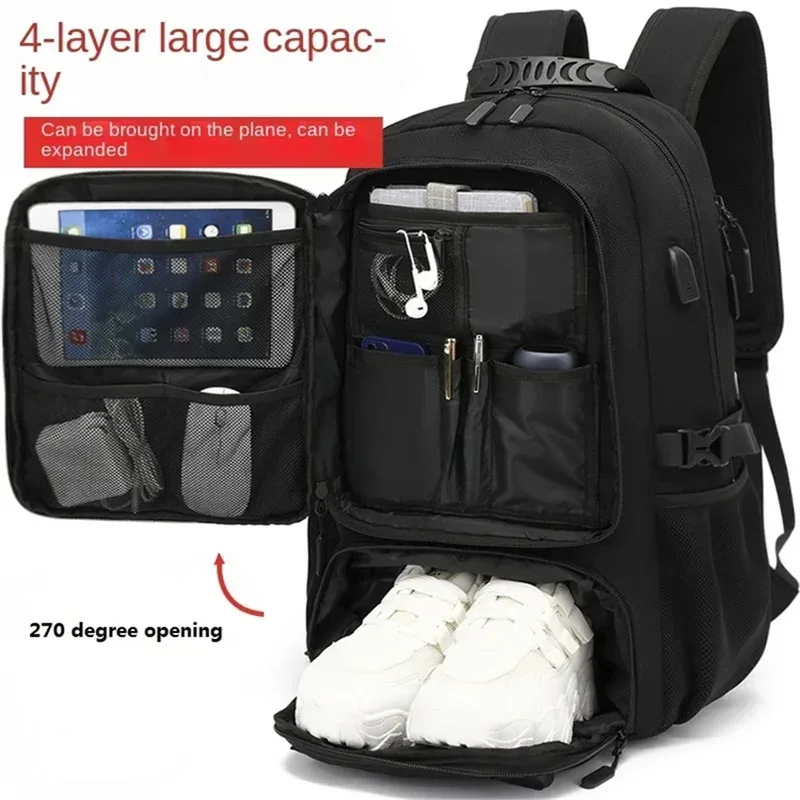 grand sac à dos de voyage unisexe avec port usb, sac d'ordinateur d'affaires, sports de plein air, trekking, randonnée, camping, 50 l, 60 l, 80 l