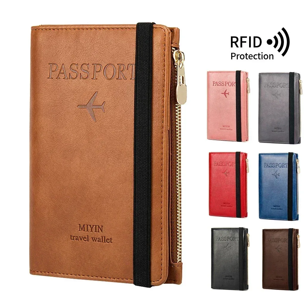 rfid anti blocage mince porte-passeport housse portefeuille de voyage pour hommes femmes multi-fonction id por