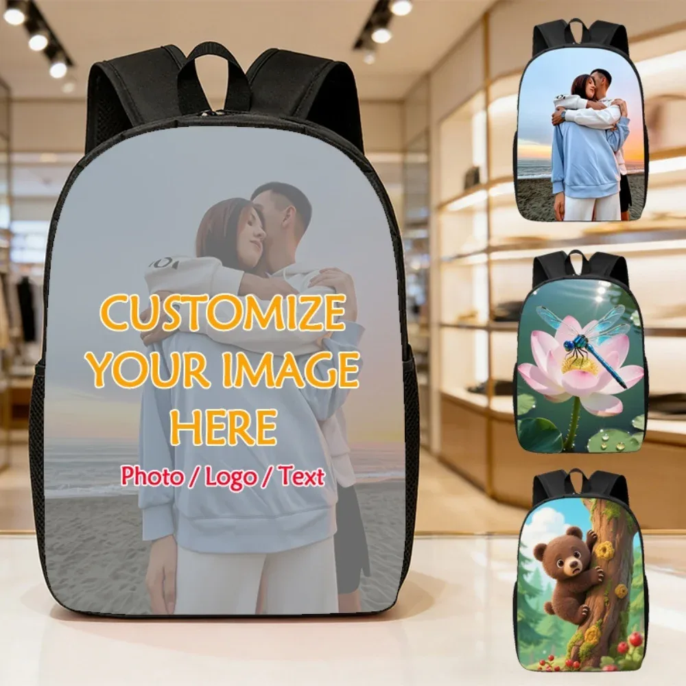 Sac à dos personnalisé avec impression photo, léger, imprimé en 2D, sac à dos pour ordinateur portable, sac à livres d'école, sac de voyage, cadeau pour hommes, femmes et enfants