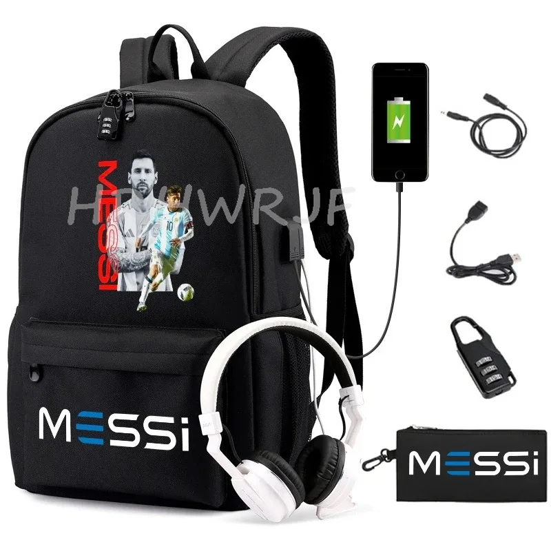 sac à dos de sport messi camouflage pour femmes et hommes, sac à dos pour ordinateur portable pour adolescents, étudiants, sac à dos orthopédique de voyage avec trousse à crayons 2 pièces